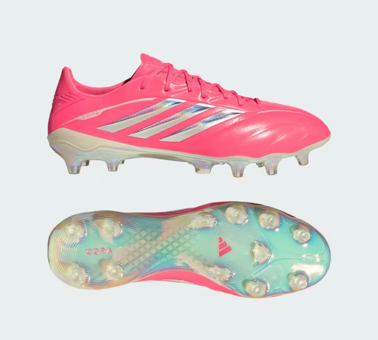 adidas Copa Pure IV Elite rosa con tres tiras plata